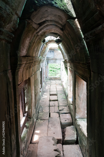 Narrow passageway in Angkor Thom, Siem Reap