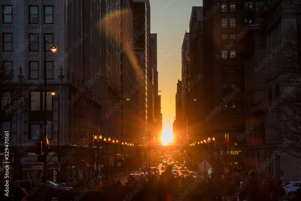 sunset in chicago