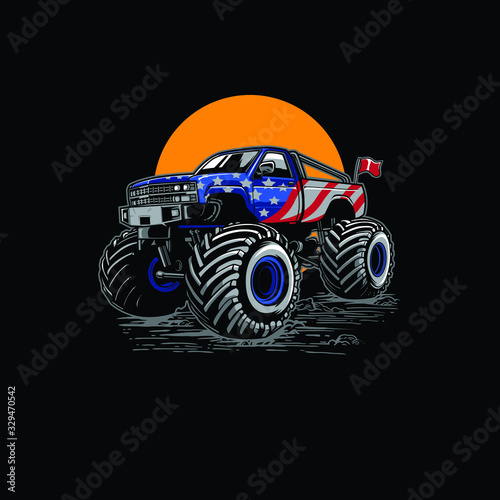 Adventure off road monster truck illustration
