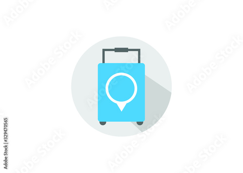 suitcase and location, flat design style vector icon