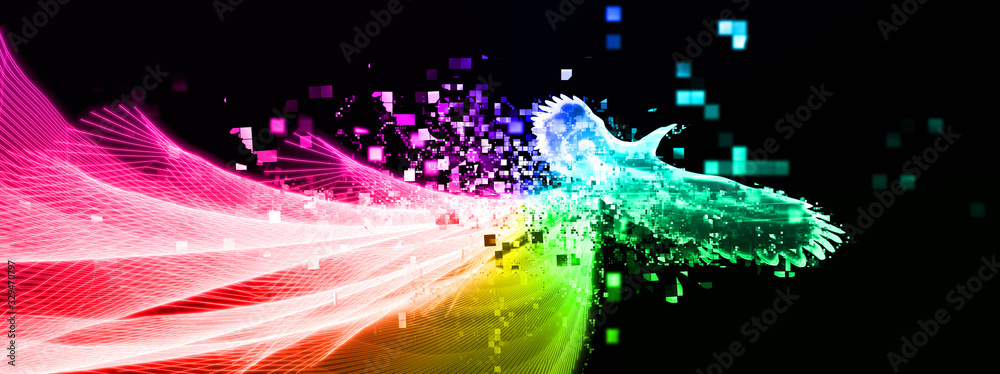 虹色に光輝く伝説の鳥がはばたく Stock イラスト Adobe Stock 虹色に光輝く伝説の鳥がはばたく Stock イラスト Adobe Stock