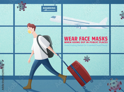 Man wearing a mask in the airport