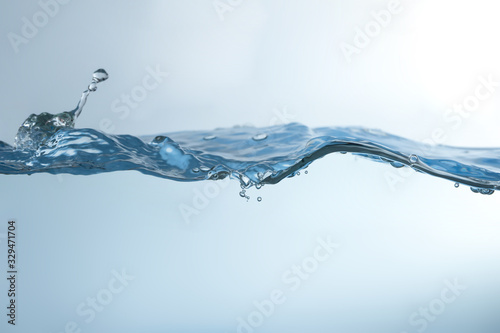 Water splash on blue background 