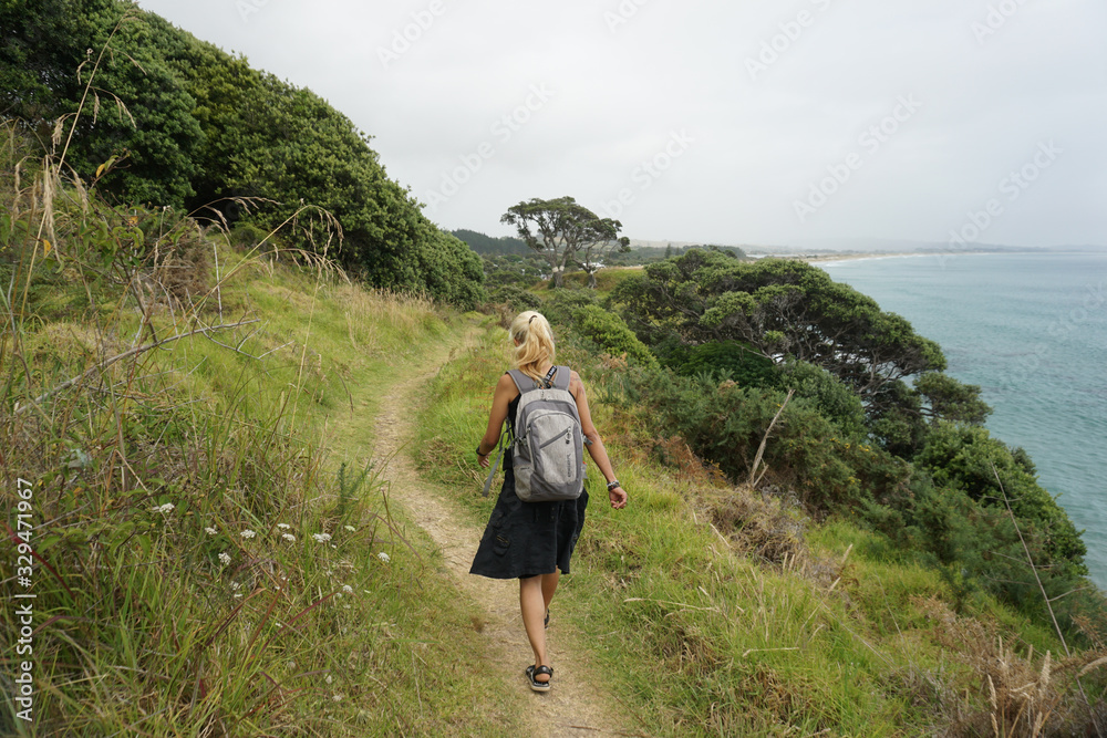 Naklejka premium One day trekking to Pancake Rocks in Waipu New Zealand