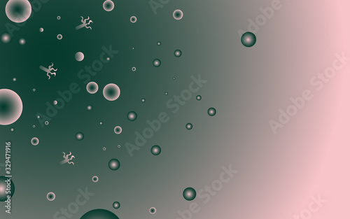 Virus. Abstract vector microbe on green background. Virus, allergy bacteria, medical healthcare, microbiology concept. Disease germ, pathogen organism, infectious micro virology