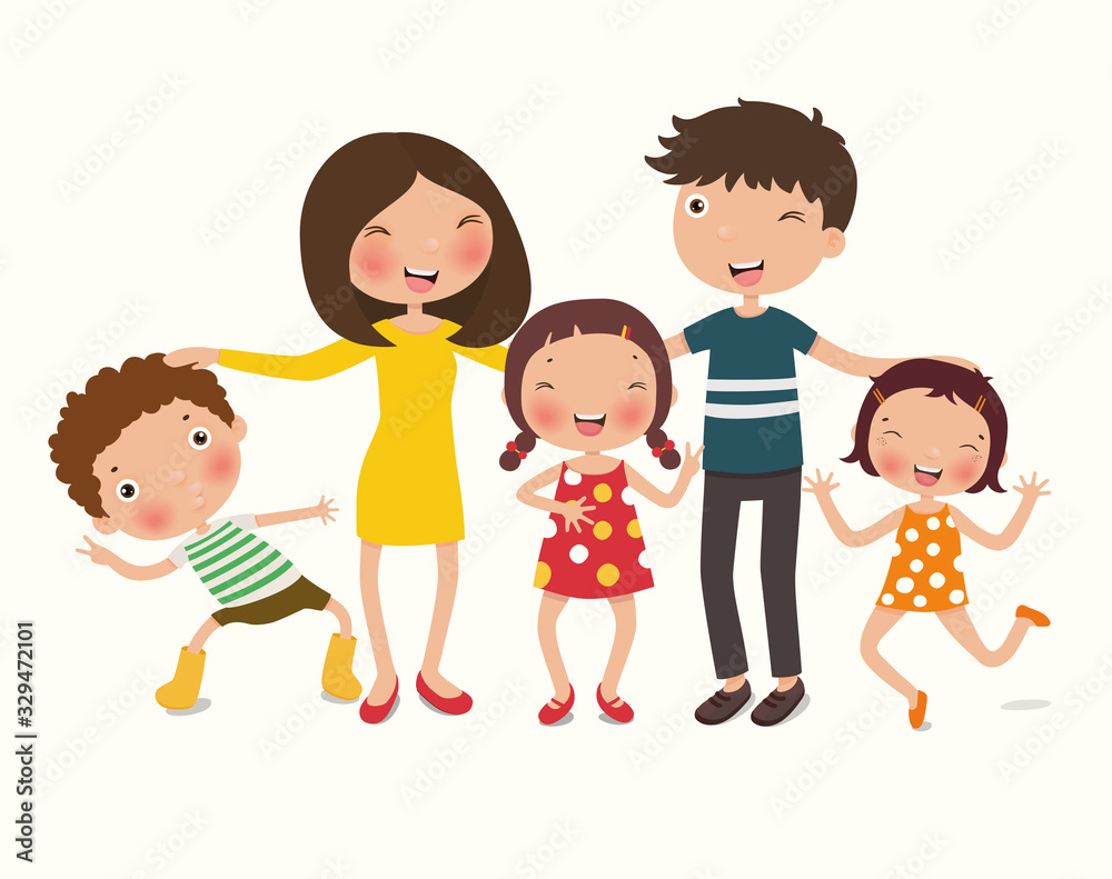 Happy Family, Father, mother, son and daughter, character, illustration, Vector Happy Family, Father, mother, son and daughter, character, illustration, Vector