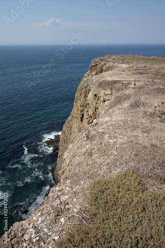 Rugged coast of East Anacapa Island in Channel islands national park, California on sunny suummer afternoon.