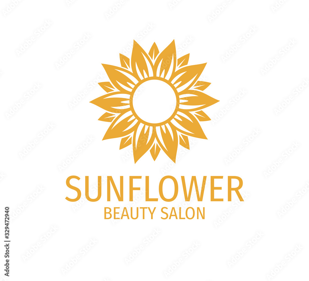 Fototapeta premium yellow sunflower vector logo design concept in white background