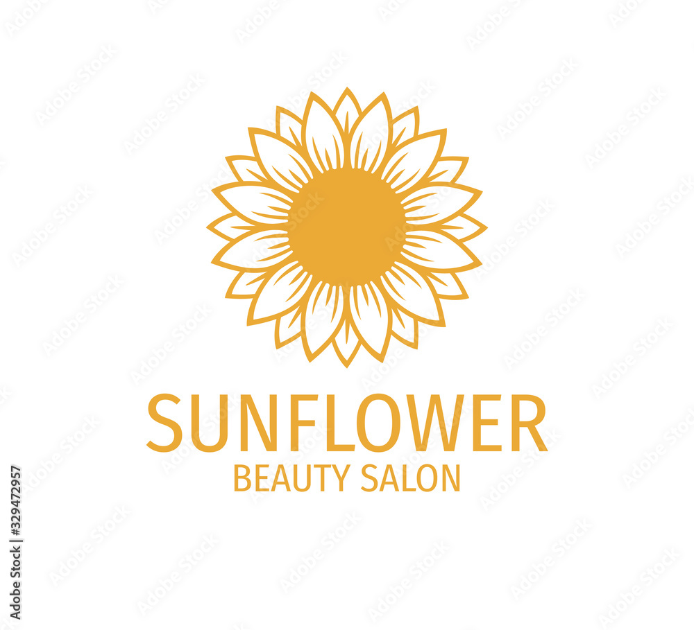 yellow sunflower vector logo design concept in white background