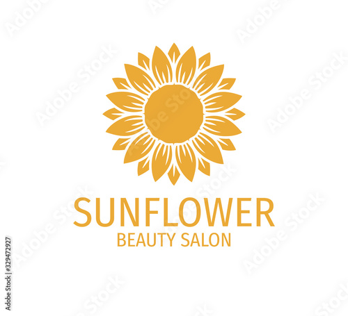 yellow sunflower vector logo design concept in white background