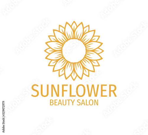 yellow sunflower vector logo design concept in white background
