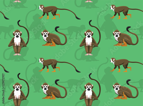 Squirrel Monkey Cute Cartoon Vector Seamless Background Wallpaper-01 © bullet_chained