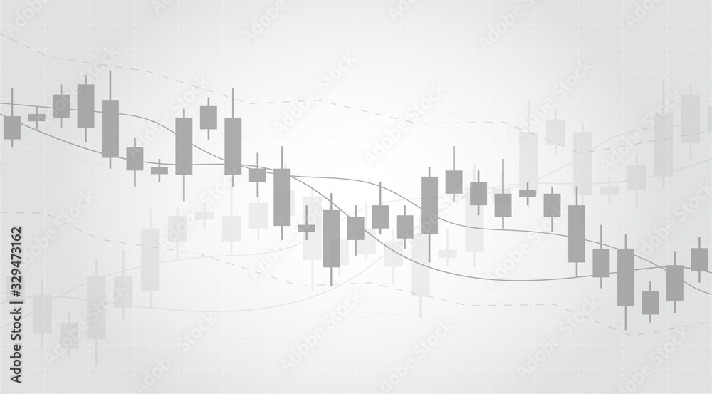 Business candle stick graph chart of stock market investment trading on dark background design. Bullish point, Trend of graph. Vector illustration