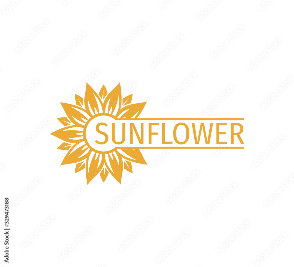 Fototapeta premium sunflower vector logo design concept with space bar for text writing