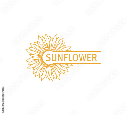 sunflower vector logo design concept with space bar for text writing