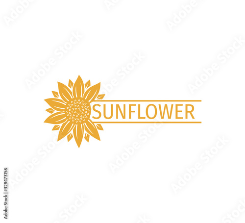 sunflower vector logo design concept with space bar for text writing