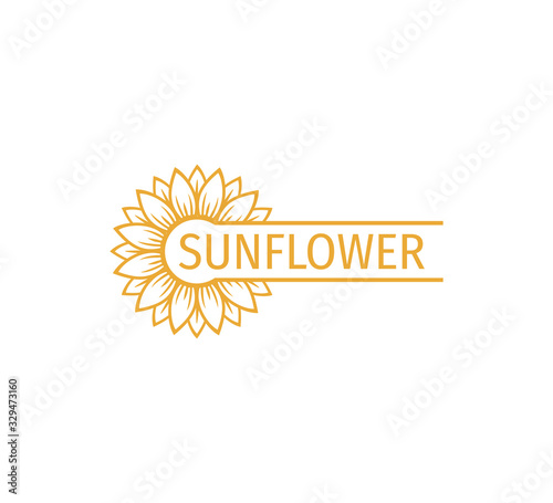 sunflower vector logo design concept with space bar for text writing