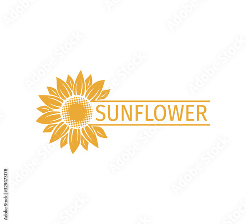 sunflower vector logo design concept with space bar for text writing