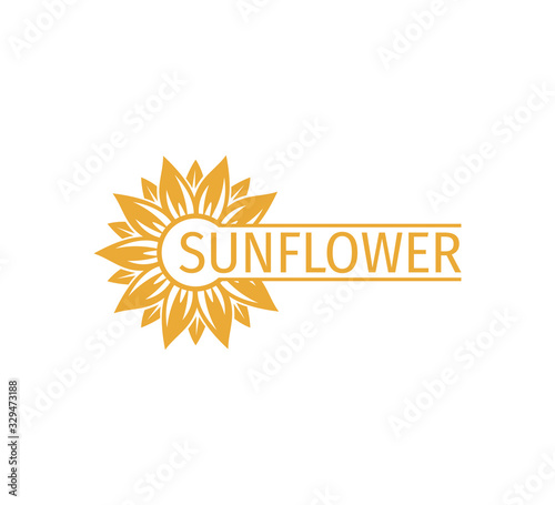 sunflower vector logo design concept with space bar for text writing