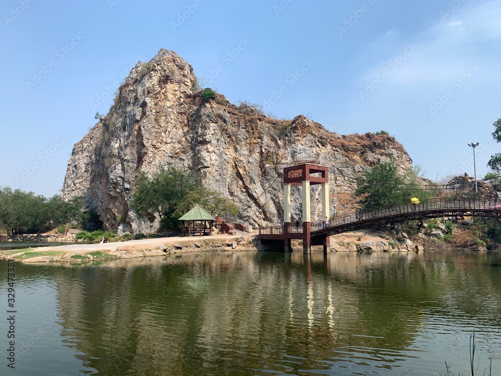 Khao Ngu Stone Park is a series of small limestone mountains located in Ratchaburi, Thailand