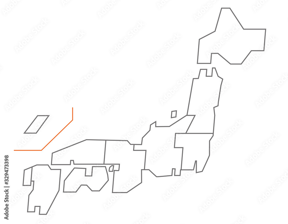 地図素材 簡略化された日本地図 マップ 都道府県 日本列島 地図 地形 全国 簡易 切り離せる Stock Vector Adobe Stock