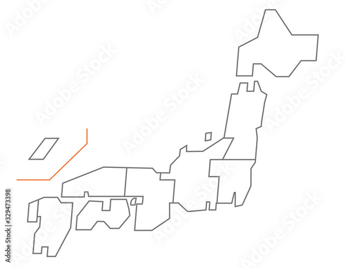 地図素材 簡略化された日本地図 マップ 都道府県 日本列島 地図 地形 全国 簡易 切り離せる Stock Vector Adobe Stock