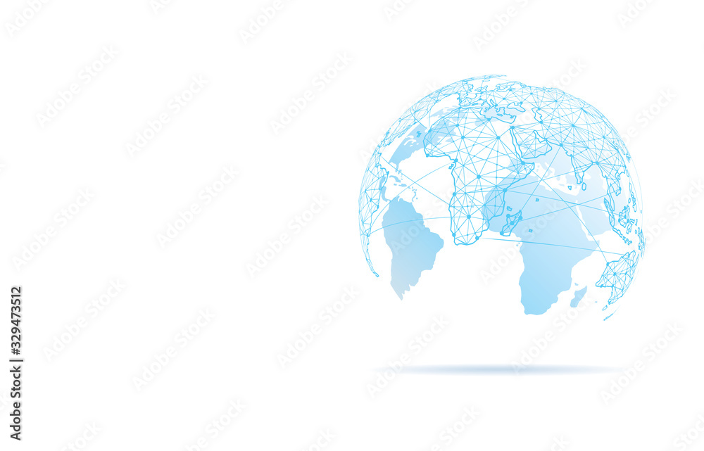 Global network connection. World map point and line composition concept of global business. Vector Illustration Global network connection. World map point and line composition concept of global business. Vector Illustration