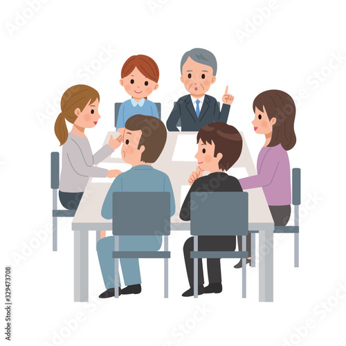 会議をする人々 ミーティング 打ち合わせ イラスト Stock ベクター Adobe Stock