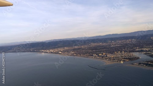 Plane Takeoff View from Window Seat, Leaving Coast of Southern California photo