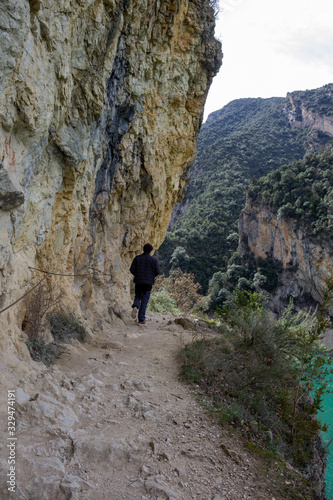 Excursion through the Mont-rebei gorge in the Sierra del Montsec in Catalonia