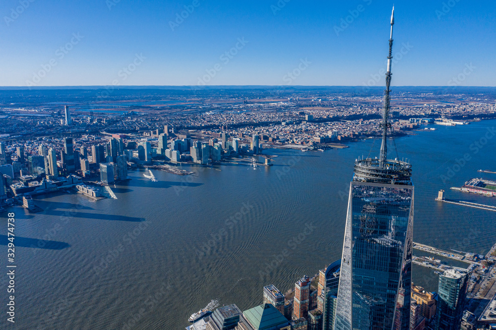 Φωτογραφία Aerial view of New York city and one world trade center brookfield place at day