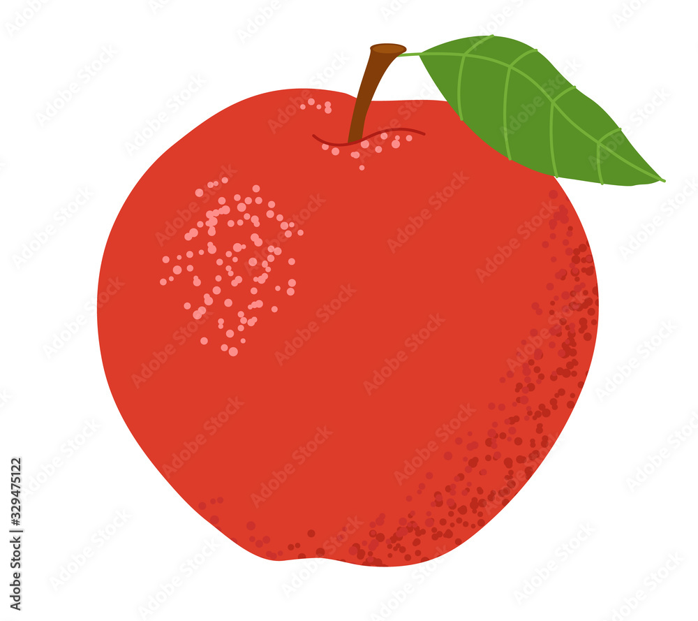 Fototapeta premium Red apple with a leaf. Isolated on a white background. Vector illustration.