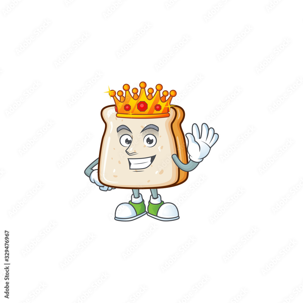 A Charismatic King of slice of bread cartoon character design