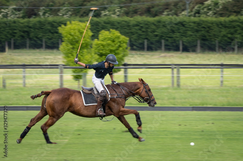 polo player on his horse going fast on the field © Camille