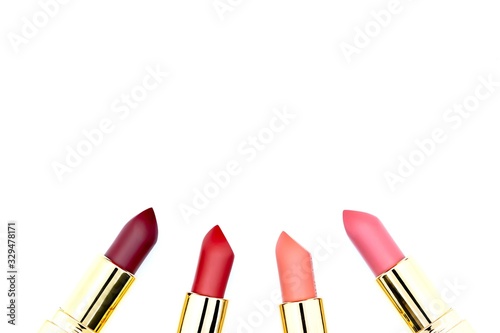 colorful pastel Lipstick cute beauty cosmetic nude make up collection, Beautiful Make-up concept.  