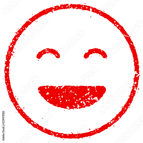 Cartoon face rubber stamp vector illustration / smiling