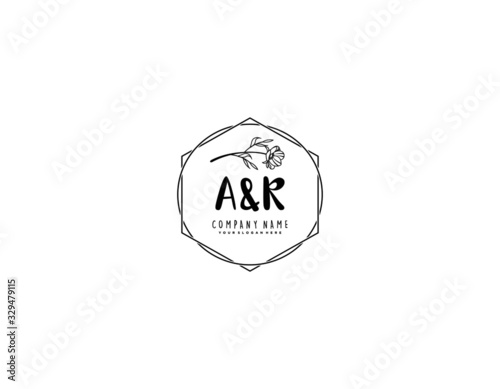 Letter AR handwrititing logo with a beautiful template photo