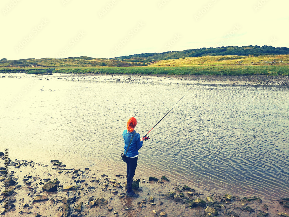 Woman angler at Ogmore River
