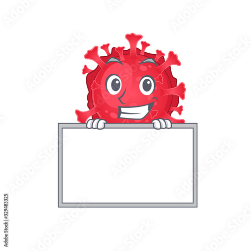 Smiley coronavirus substance cartoon character style bring board