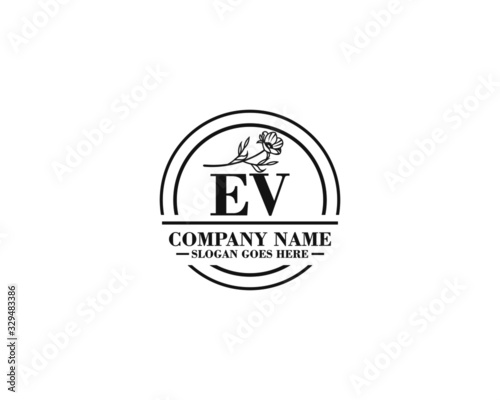 Letter EV handwrititing logo with a beautiful template photo