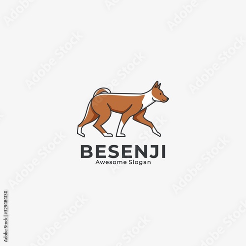 Vector Logo Illustration Dogs Walking cute cartoon.