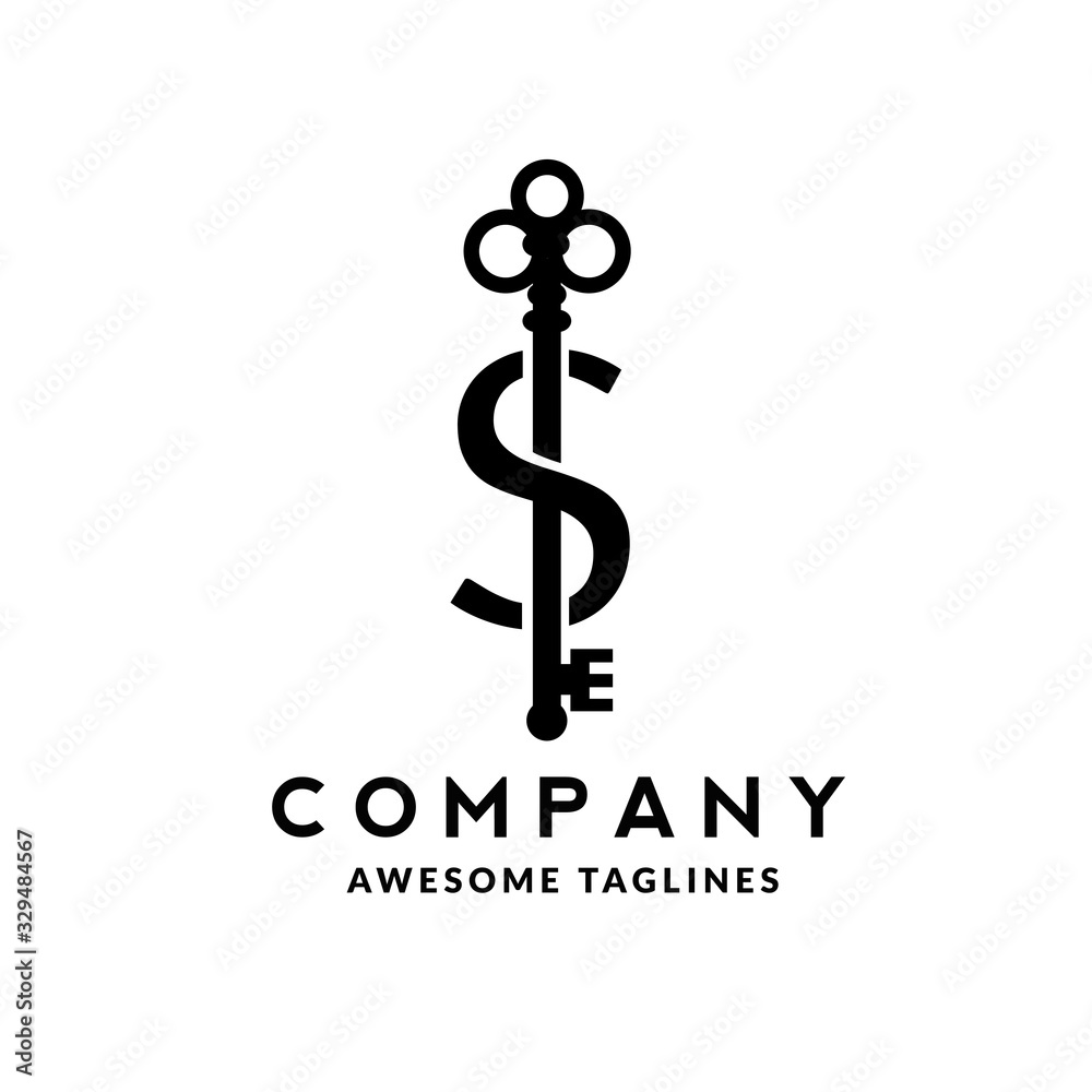 Luxury initial letter S and key monogram color logo vector Luxury initial letter S and key monogram color logo vector