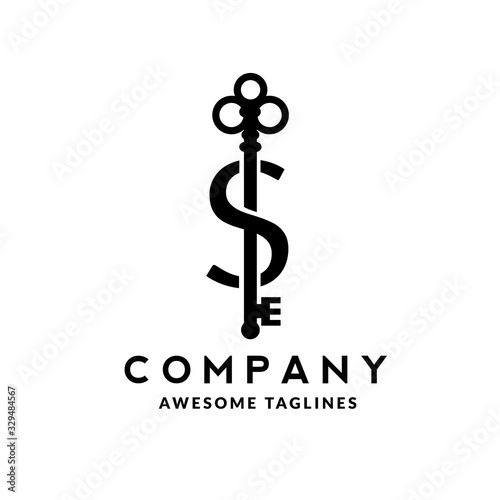Luxury initial letter S and key monogram color logo vector