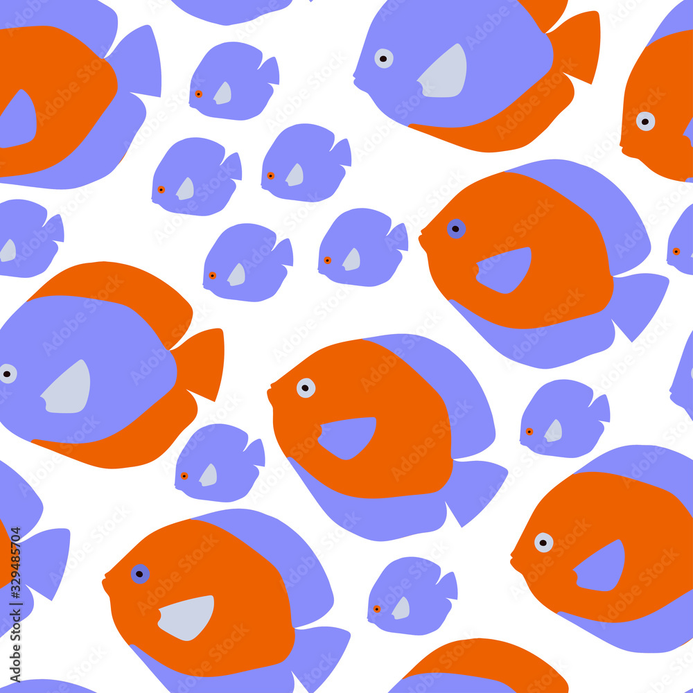 Naklejka premium Pattern of orange and purple fish