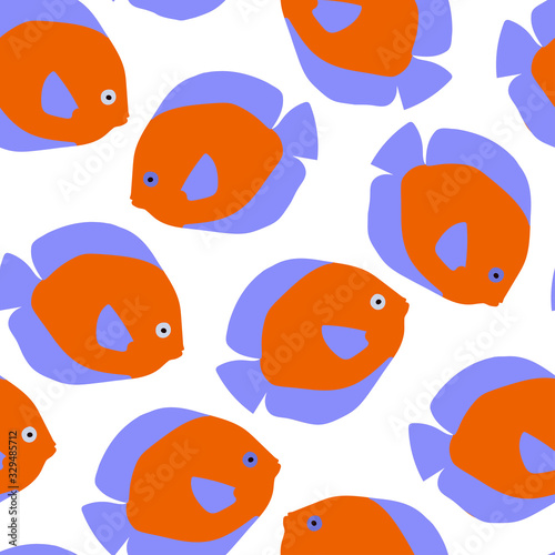 Pattern of orange fish with purple fins