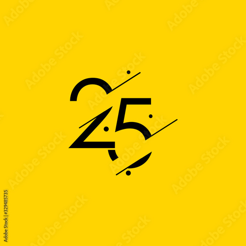 25 Years Anniversary Celebration Elegant Number Vector Template Design Illustration