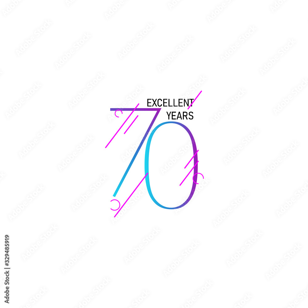 70 Years Anniversary Celebration Elegant Number Vector Template Design Illustration