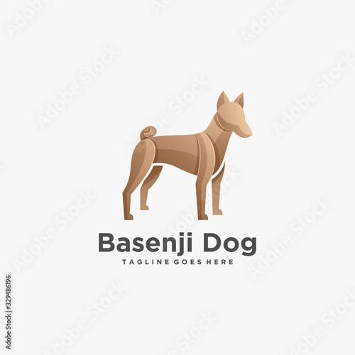 Vector Logo Illustration Dog Pose Gradient Colorful Style.