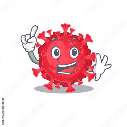 One Finger coronavirus substance in mascot cartoon character style