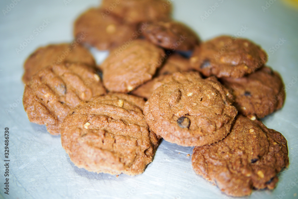 Chocolate cookies on a tray Chocolate cookies on a tray